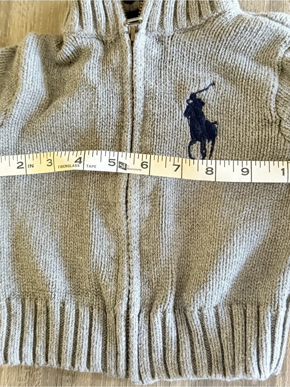Polo Ralph Lauren Baby Boy Full-Zip Cotton Sweater (Size 9M) - Gray